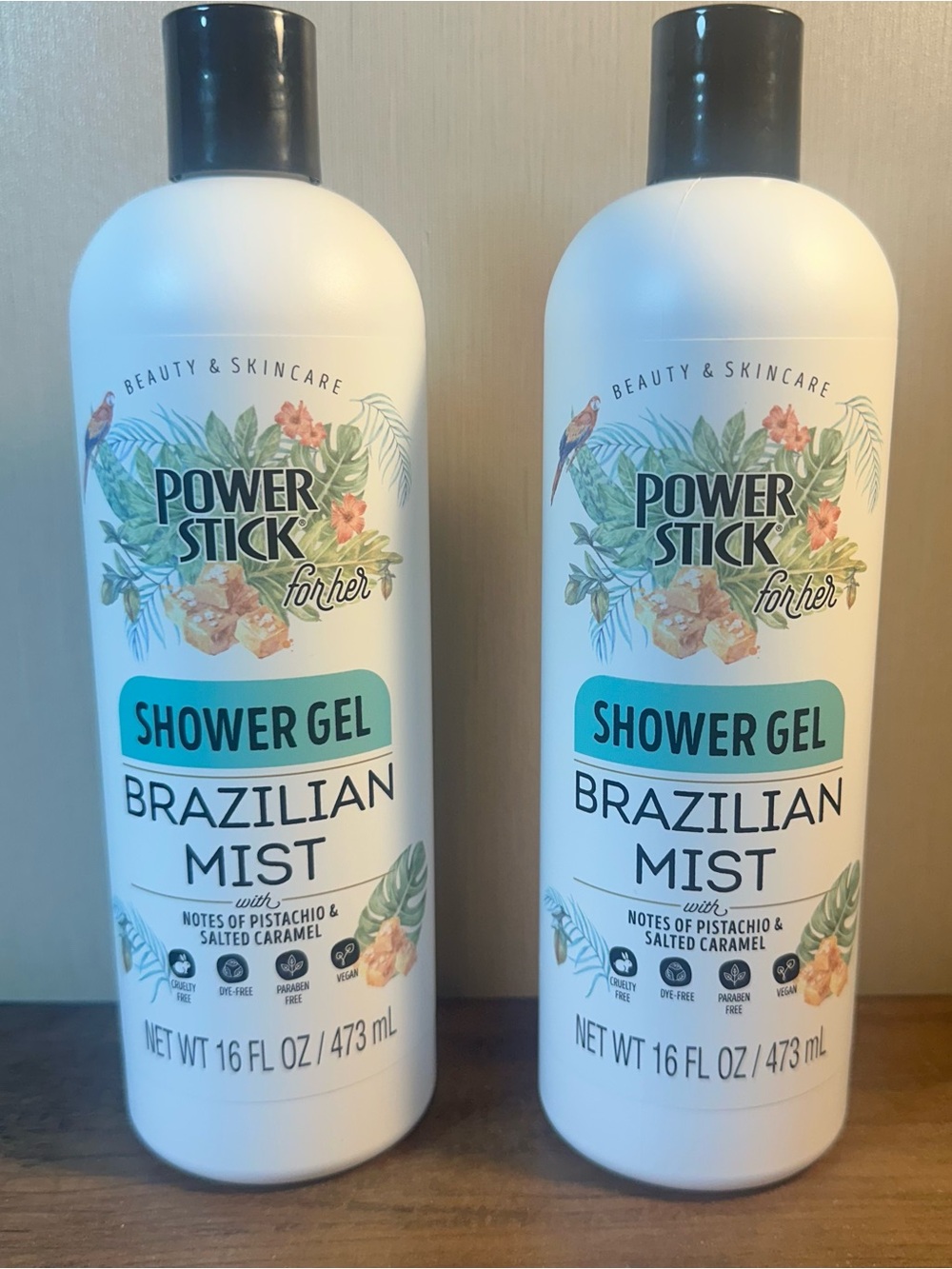 Power Stick Shower Gel ~ Brazilian Mist~ 16FL OZ- 2 pk NEW